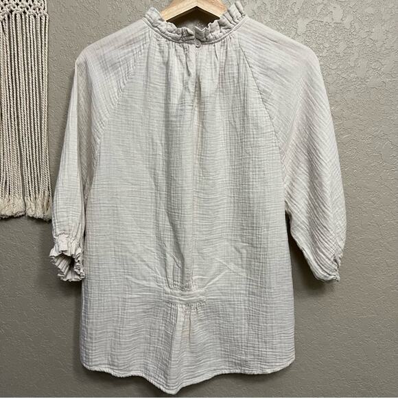 Anthro Sundays Alex Gauze Top 2 Women Cottagecore Coastal Grandmacore Natural - Picture 8 of 9